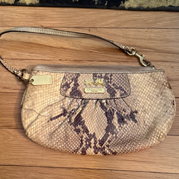 Coach Beige and Brown Snakeskin Clutch - Picture 1 of 1